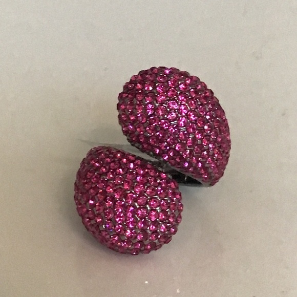 Fabulous Joan Boyce fuchsia pink crystal pave cocktail ring size 6 - Picture 1 of 6